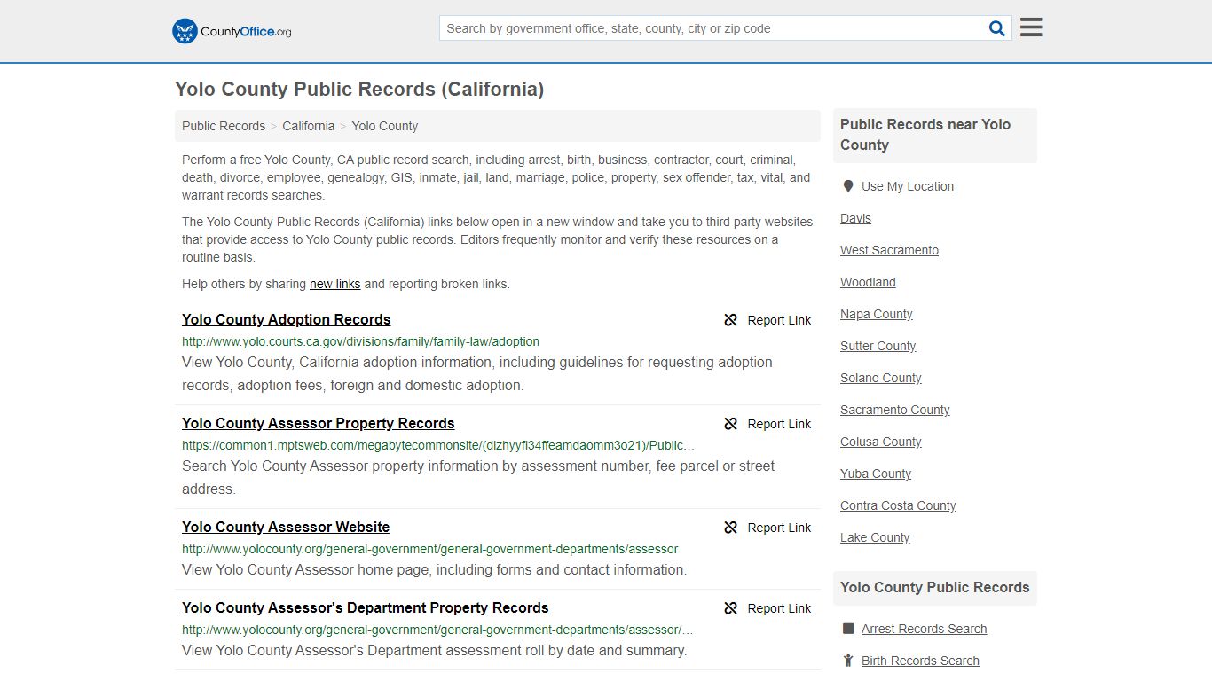 Public Records - Yolo County, CA (Business, Criminal, GIS ...